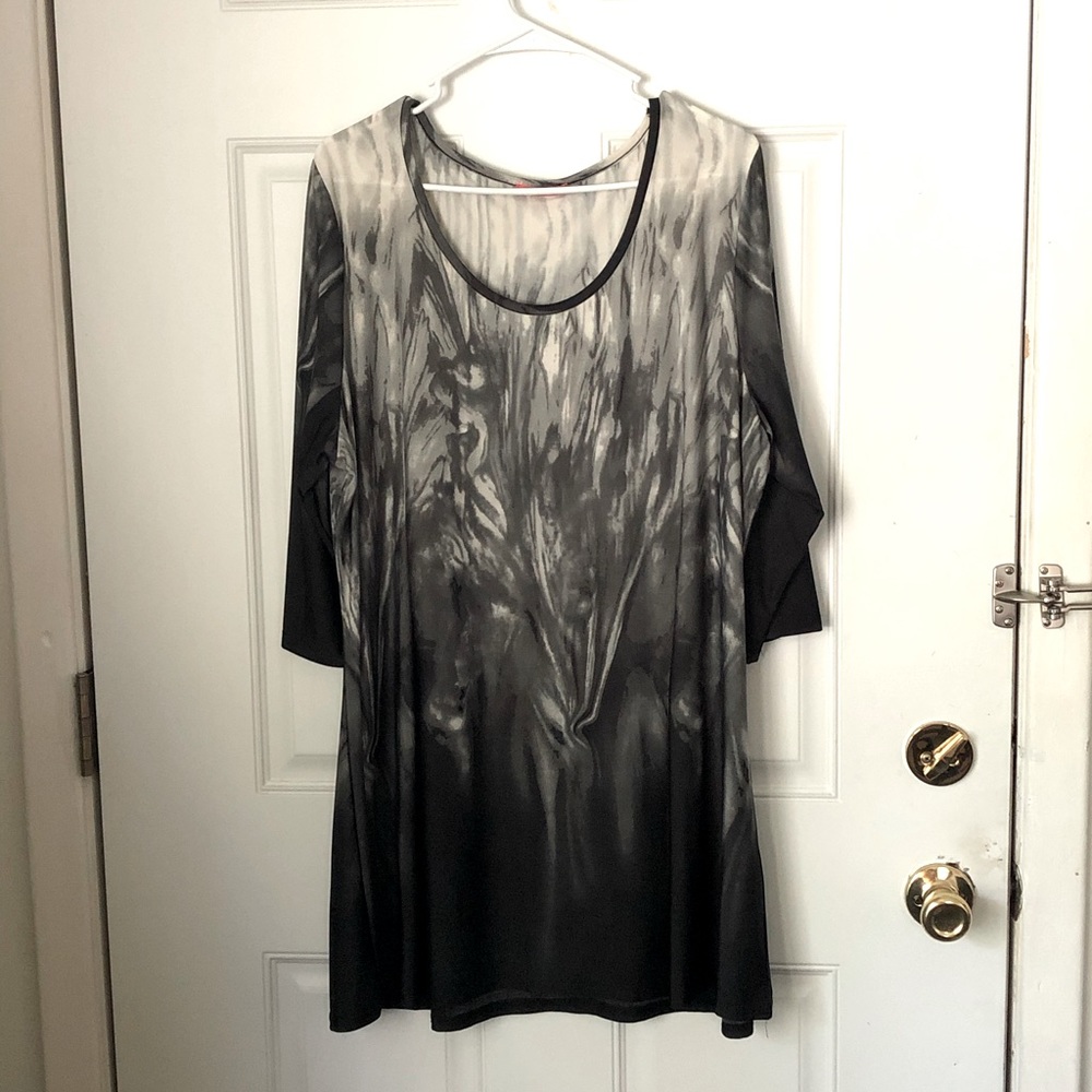 Black and Gray Abstract print Dress